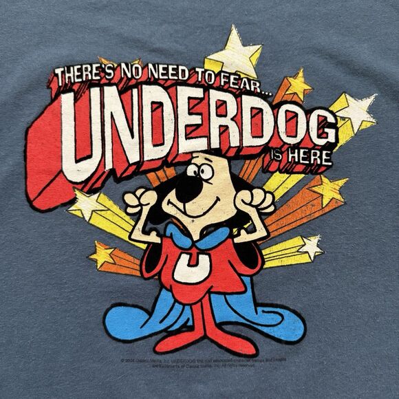 Vintage Y2K Underdog TV Cartoon Promo Shirt Large Raised Velvet Graphics 2004 - Picture 2 of 8